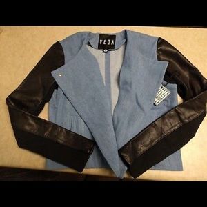 Veda Denim & Leather Jacket Womens, Small, NWT